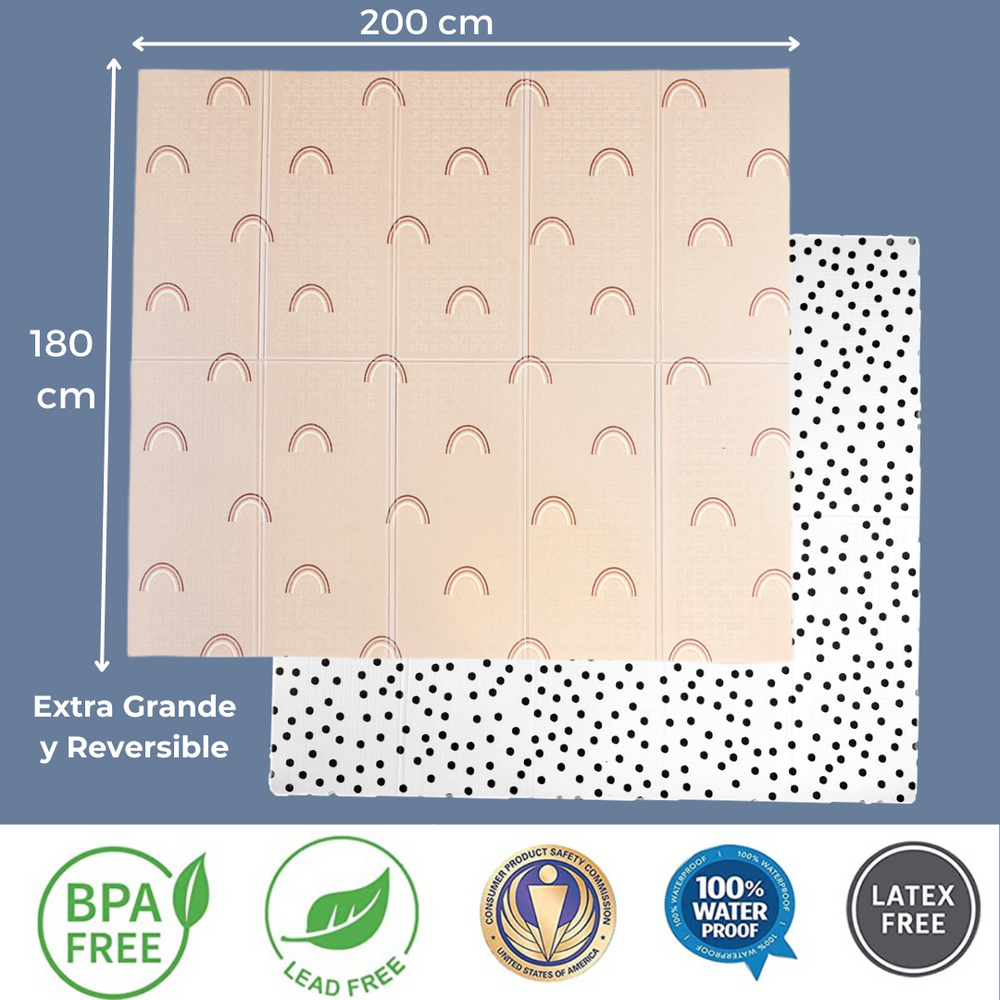 
                  
                    Tapete para bebé Plegable Reversible Doble Vista, Extra Grande 180 x 200 cm (Arcoiris/Puntitos)
                  
                